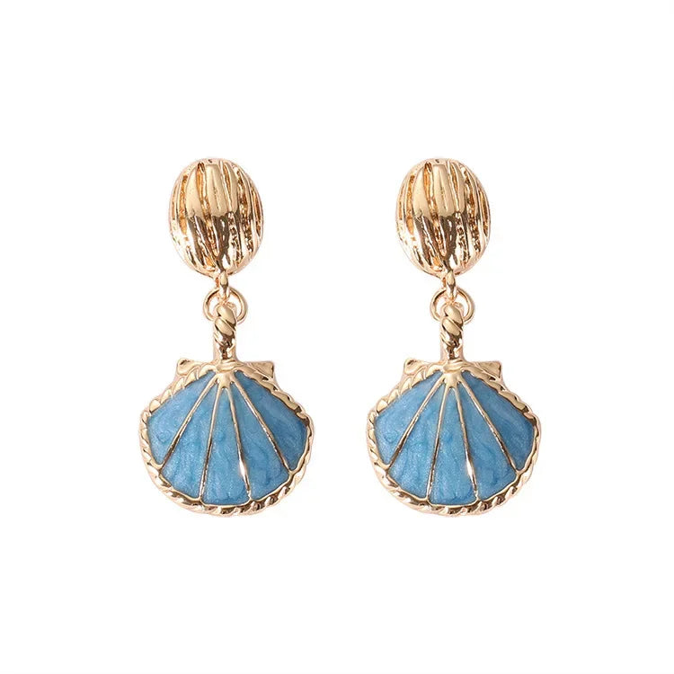 Wholesale Electroplating Retro Ocean Style Shell Earrings